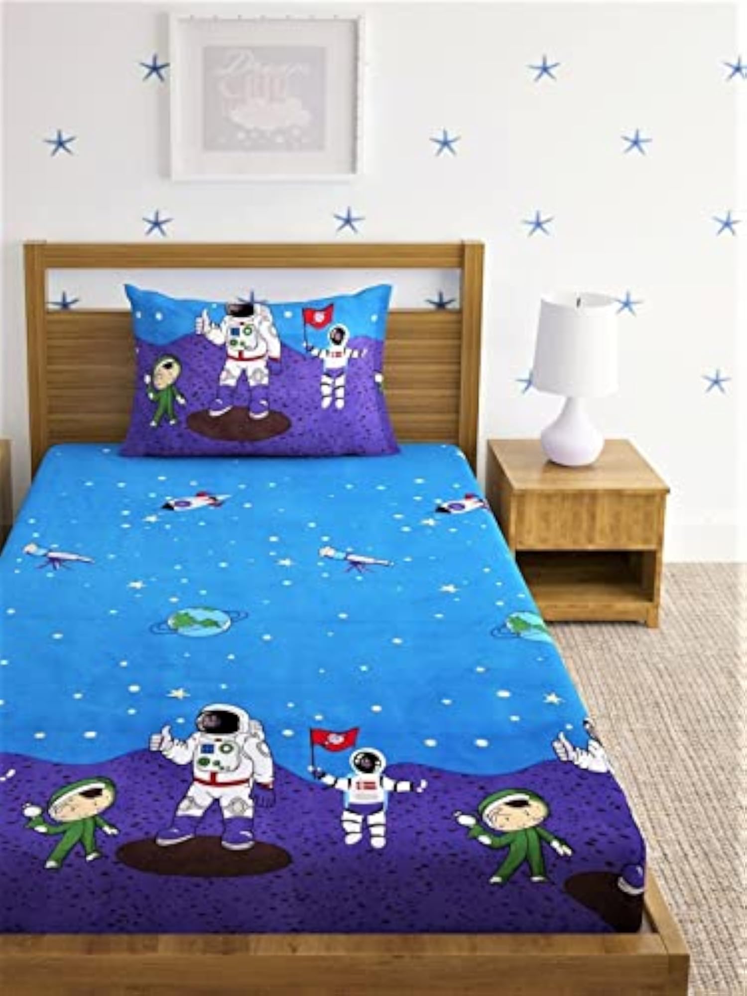 Cute Cartoon Bedsheet for Kids Room, Single Bedspread